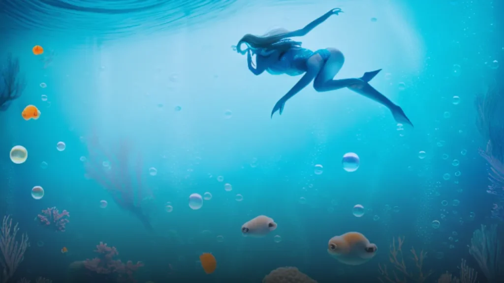 A Beautiful Girl Swimming in the Sea